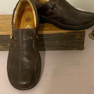 Clarks Dark Brown Leather Slip-On Loafers
